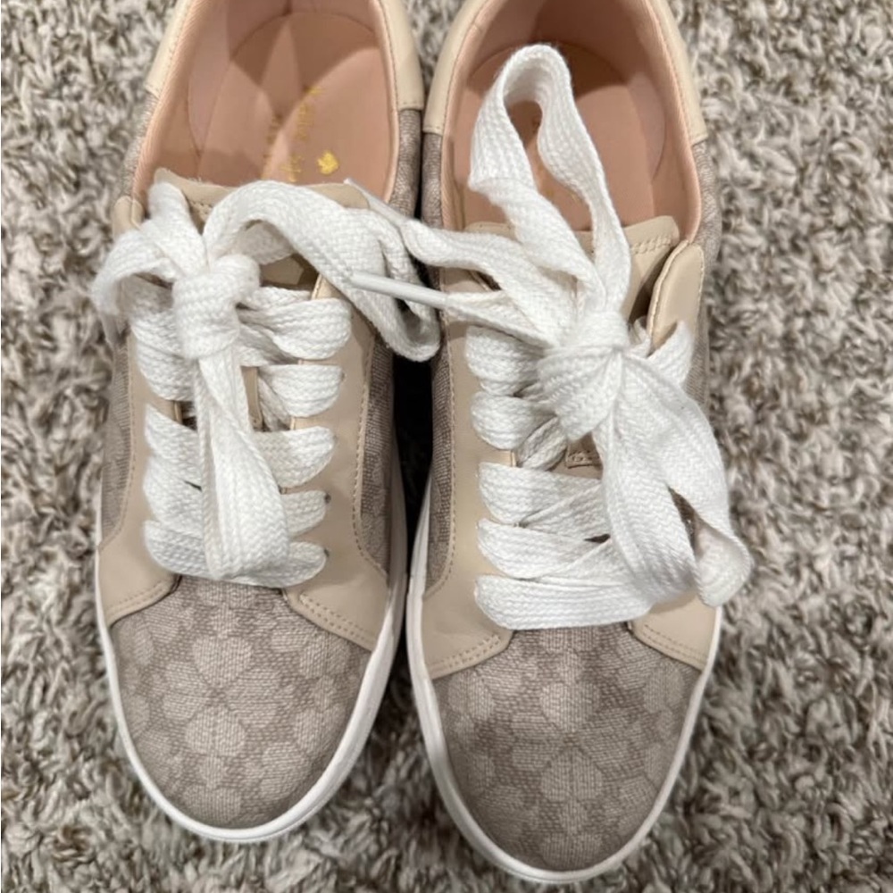 Kate Spade Beige and White Floral Sneakers